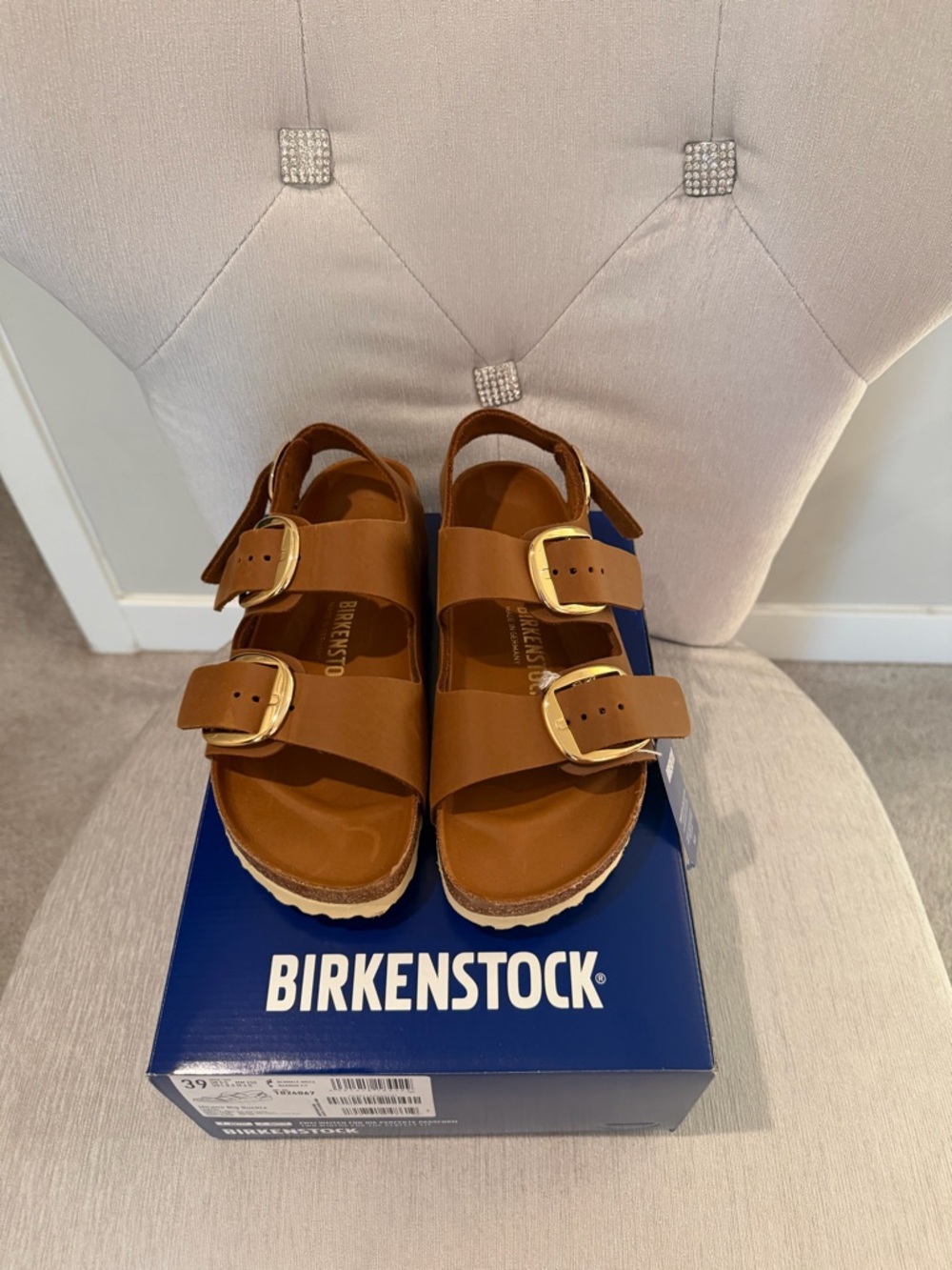 Birkenstock Milano oiled leather Two-Buckle Sandals size 39. NIB